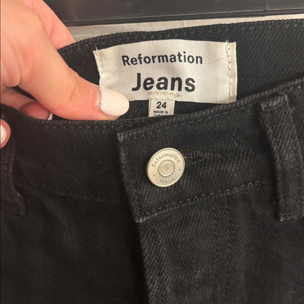 Reformation Charlie Studded High Rise Jean Shorts Size 24 - Picture 6 of 7